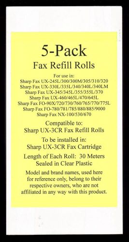5-pack of ux-3cr fax film refill rolls for sharp ux-460 ux-465l ux-470 ux-645l for sale
