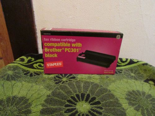 NEW~ STAPLES FAX RIBBON CARTRIDGE FOR BROTHER PC301.......BLACK