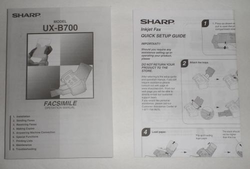 Sharp UX-B700 Facsimile Fax Machine Operation Manual