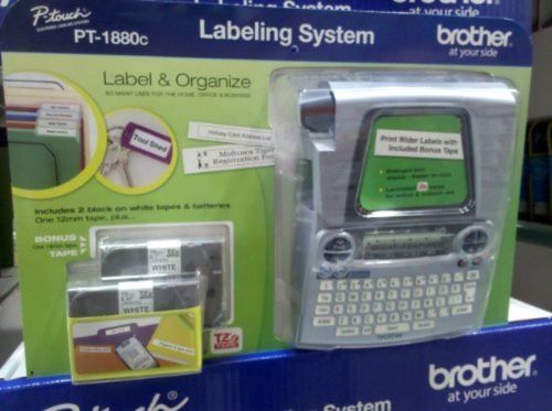 New Brother PT 1880C  P Touch Label Maker Labeling Tape System Package Batteries