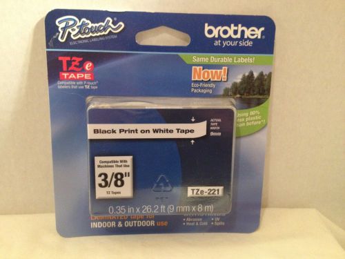 Brother P-touch Labels for PT-9700pc, PT9700, TZ221, tze221, 3/8&#034; Black on White