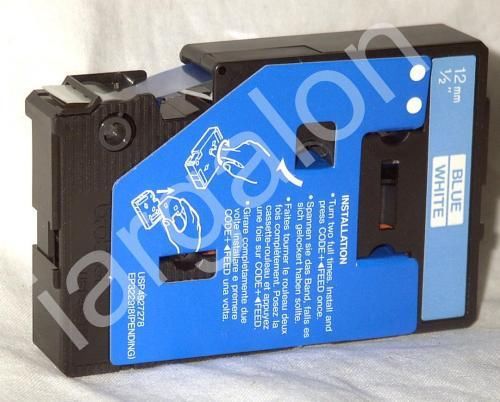 Brother P-Touch tape Blue on White TC-22. 1 Cassette NEW