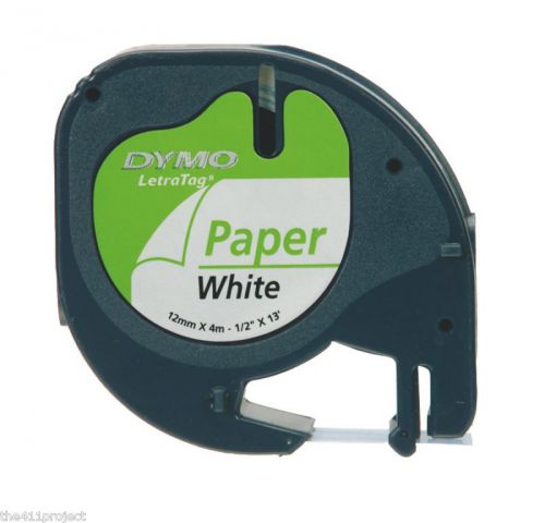 Dymo LetraTag 10697 White Paper Labeling Tape Letra Tag LT &amp; QX50 Cartridges NEW