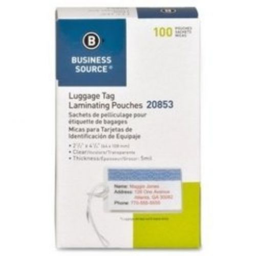 Business Source Luggage Tag Laminating Pouches - Box of 100 (20853)