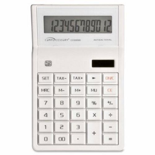 Compucessory 12-Digit Calculator, 4-1/8&#034; x 6-3/4&#034; x 3/4&#034;, White (CCS58580)