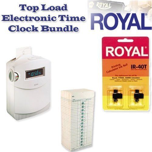 Royal TC100 TimeMaster Time Clock Bundle with IR-40T Ink Pack &amp; 250 Time Cards