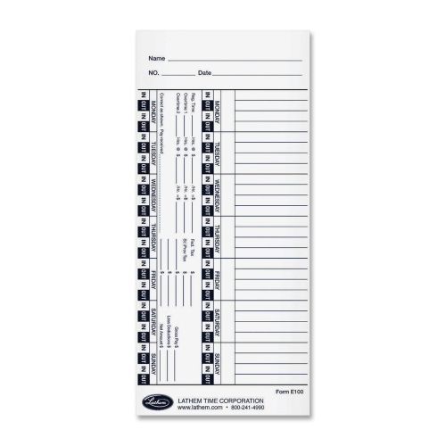 Lathem universal weekly time card - 100 sheets- 9&#034; x 4&#034; - white - 100/pack for sale