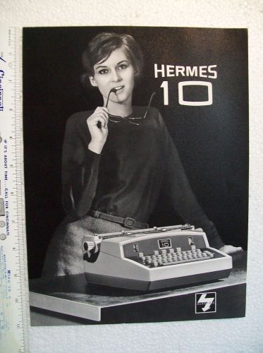1960s Dealers Vintage Ad HERMES 10 Typewriter Literature Pin Up Girl