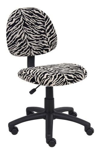 B325 boss zebra print microfiber deluxe posture office task chair for sale