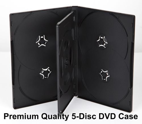 New! One Premium Quality Black 5 Disc with Tray DVD CD Case Standard 14mm