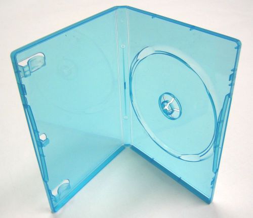 100 14mm Standard Single DVD Cases, Tranparent Light Blue, PSD12LTBLUE