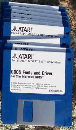 10 each Disk 3 1/2&#034; Atari Mega/ST DSDD Blue GDOS Driver New