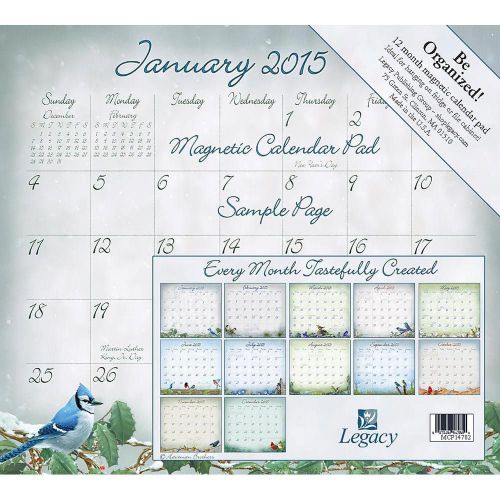 New &amp; Sealed ~ 2015 Legacy Magnetic Calendar Pad ~ Songbirds ~ 12 Month