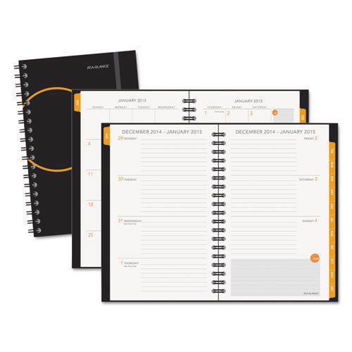 AT-A-GLANCE Poly Cover Weekly/Monthly Planner, 5 1/2 x 9, Black, - AAG70510005