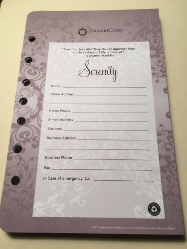 Franklin covey 2015 serenity classic size ring-bound weekly planner plus extras for sale