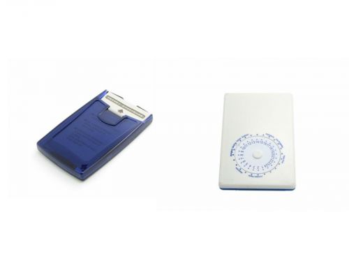 2 pcs pack slim sliding scroll business name card holder case blue color for sale