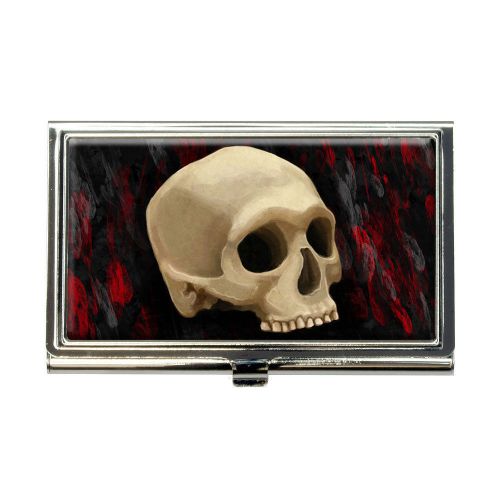 Gothic human skull business credit card holder case for sale