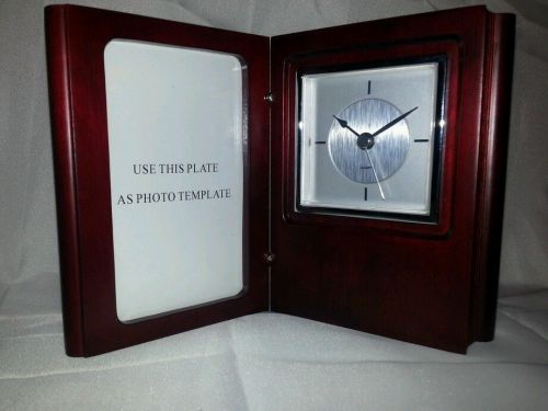 Book Style Desk Photo &amp;Clock Award w/FREE ENGRAVING  SUPER SALE NOW ONLY $24.99