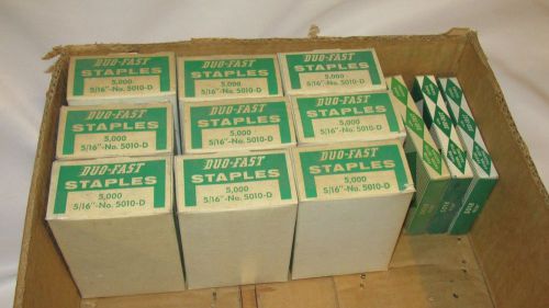 LOT 9 BOXES OF NEW OLD STOCK DUO-FAST STAPLES, 9 BOXES OF 5000 5/16&#034; No. 5010-D