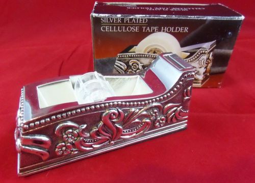 Vintage godinger silver plated ornate desktop tape dispenser new in box for sale
