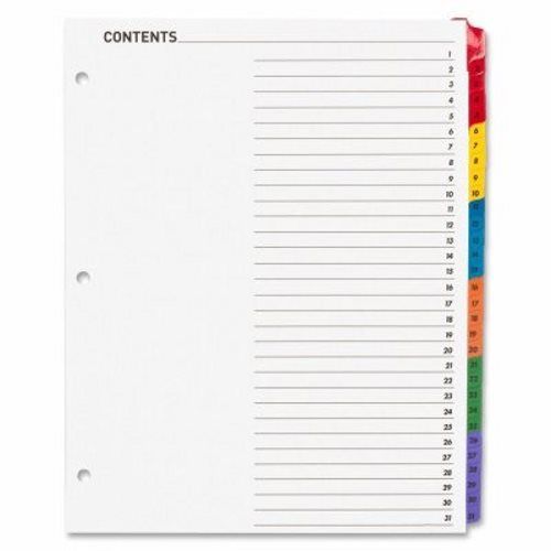 Sparco Index Dividers W/Table Of Contents, 1-31, 31 Tabs/ST, Multi (SPR21907)