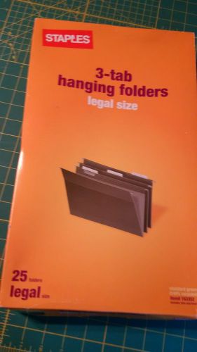PARTIAL BOX OF 11 STAPLES 3 TAB HANGING FOLDERS LEGAL SIZE PENDAFLEX STYLE &amp;TABS