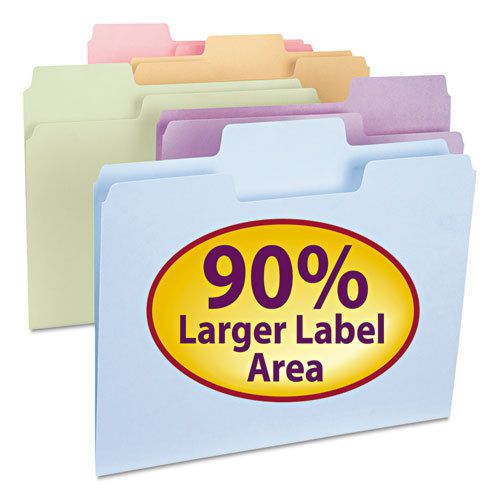 SuperTab File Folders, 1/3 Cut Top Tab, Letter, Assorted Colors, 100/Box
