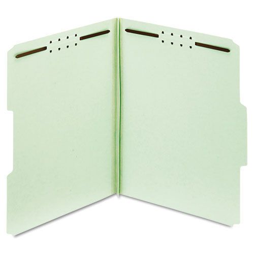 Folders, three inch expansion, two fasteners, 1/3 cut, letter, green, 25/box for sale