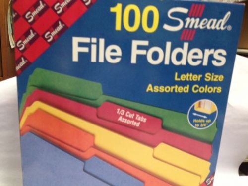OFFICE - Assorted color file folders, 100 county, letter size, NEW, by Smead