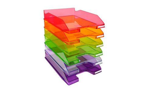 Transparent Glossy Letter Filing Trays Stackable Premium Quality Bright Colours