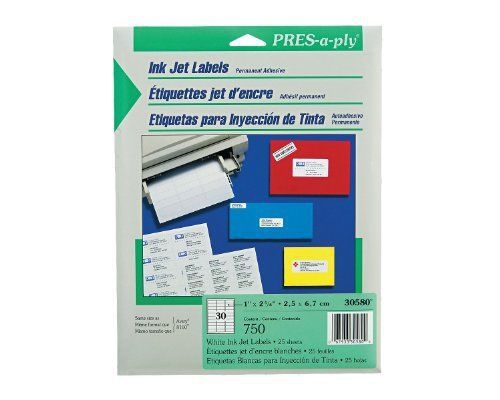 Avery pres-a-ply address label - 2.62&#034; width x 1&#034; length - 750 / pack (ave30580) for sale
