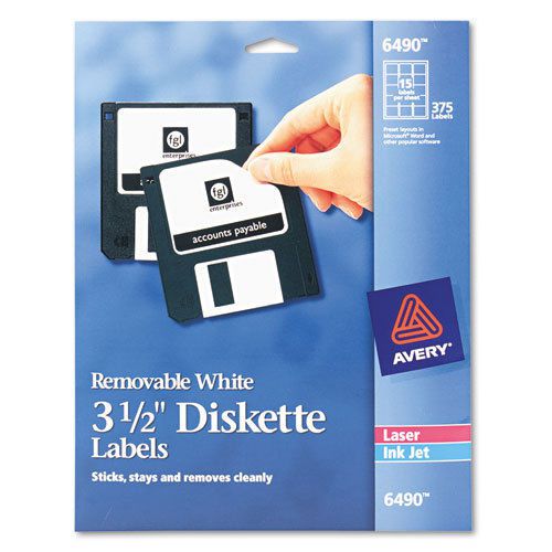 Laser/Inkjet 3.5&#034; Diskette Labels, White, 375/Pack