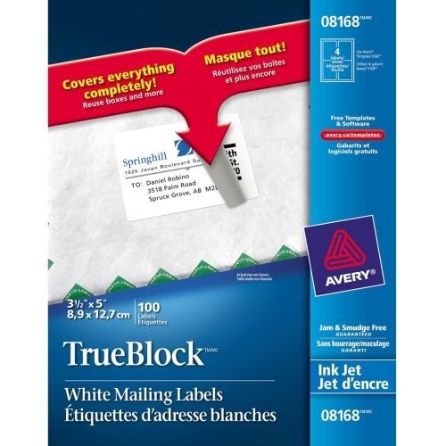 Avery Shipping Label - 3.5&#034;Wx5&#034;L - 100 / Pack - Inkjet - White