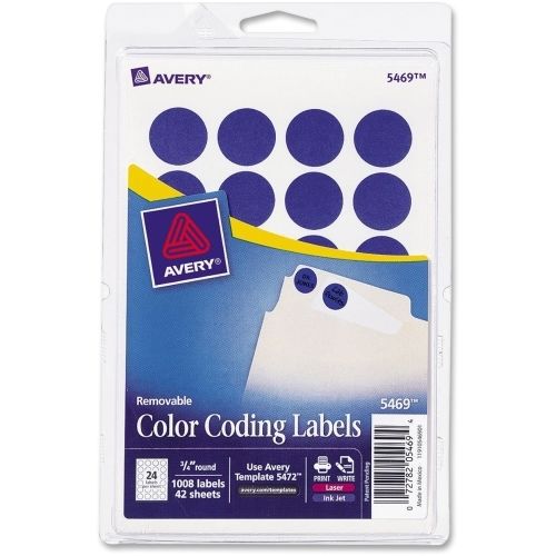 LOT OF 4 Avery Round Color Coding Label - 0.75&#034; D - 1008/Pk - Dark Blue
