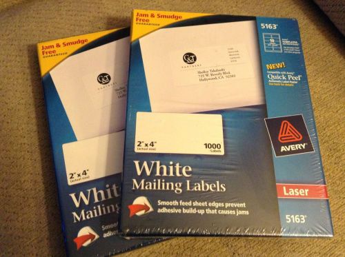 Avery® White Shipping Labels for Laser Printers 5163®, 2&#034; x 4&#034; 2 Boxes of 1000
