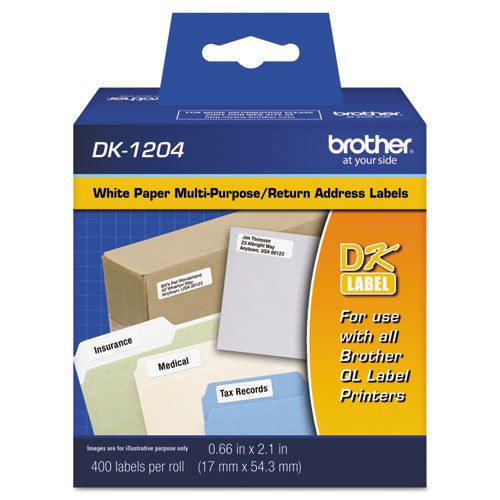 Die-cut multipurpose labels, .66&#034; x 2.1&#034;, white, 400/roll for sale