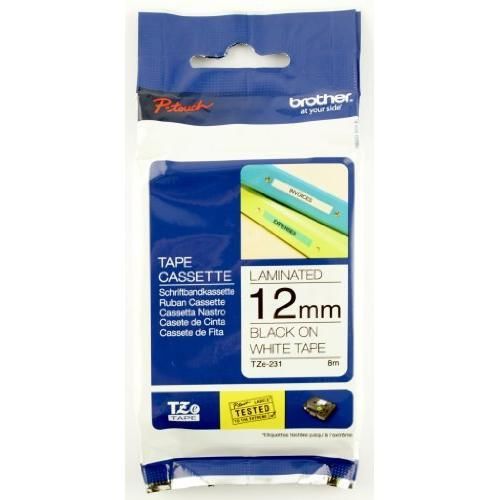 Brother 26.2-Foot Black on White 1/2-Inch Labeling Tape (TZ231) New