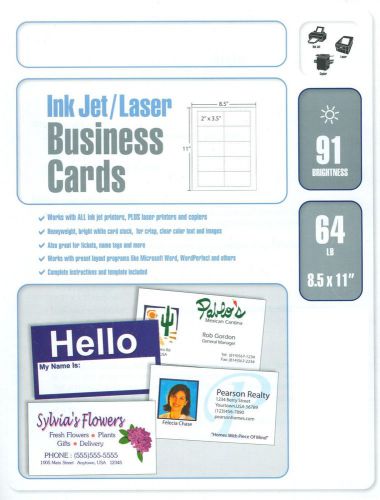 3000 new sealed white matte inkjet business cards, ink jet &amp; laser card stock! for sale