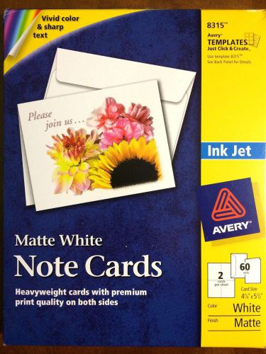 Avery 8315 inkjet note cards with envelopes, 5-1/2&#034;x4-1/4&#034;, 60/bx, matte white for sale