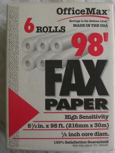 6 Rolls Of Office Max 98&#039; Fax Paper NEW