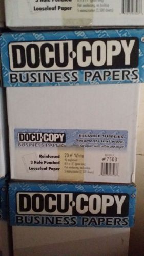 Docucopy 20lb 8.5&#034;x11&#034; reinforced business paper 3-hole - #7503 free shipping for sale