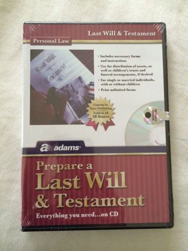 Adams Prepare A Last Will And Testament CD NEW
