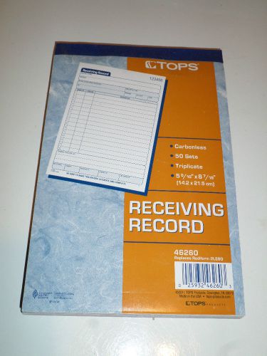 Tops 46260 Receiving Record Book Carbonless Triplicate 5 9/16&#034; x 8 7/16&#034; 50 Sets