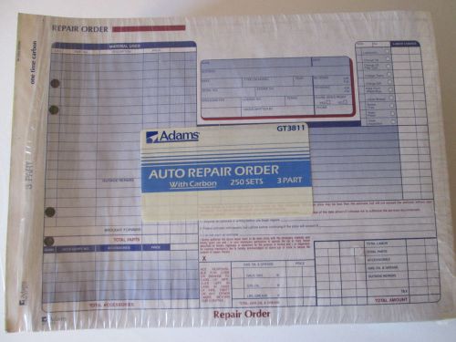 GT3811 Adams Auto Repair Order Forms 250 Sets With Carbon 3 Part
