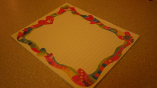 LINED PAPER NOTEPAD WITH HEART BORDER DESIGN