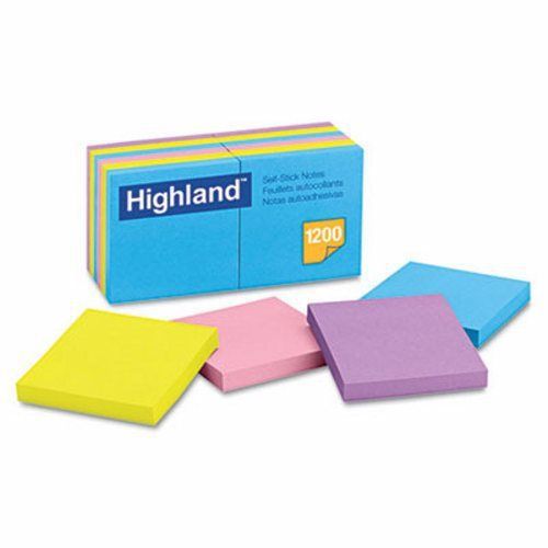 Highland Sticky Note Pads, 3 x 3, Assorted, 100 Sheets (MMM6549B)