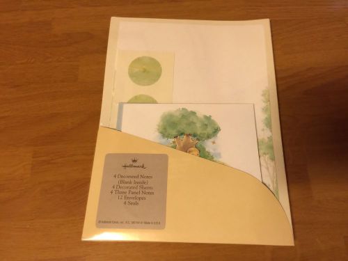 Hallmark Vintage New Pack Set Of Stationary Bear Tree Stickers Cards Envelopes