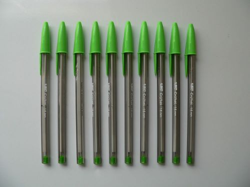 10 bic cristal bold lime green ball point pens 1.6mm stick crystal light green for sale