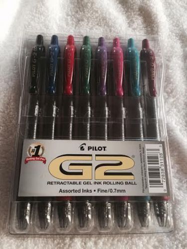 NEW Pilot G2 pens - 8 pack - Assorted Inks - Fine Point - Roller Ball