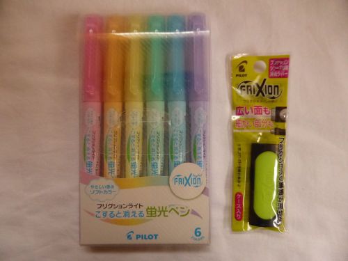 Pilot FriXion Light Soft Color Erasable Highlighter 6 Color set +FriXion Eraser